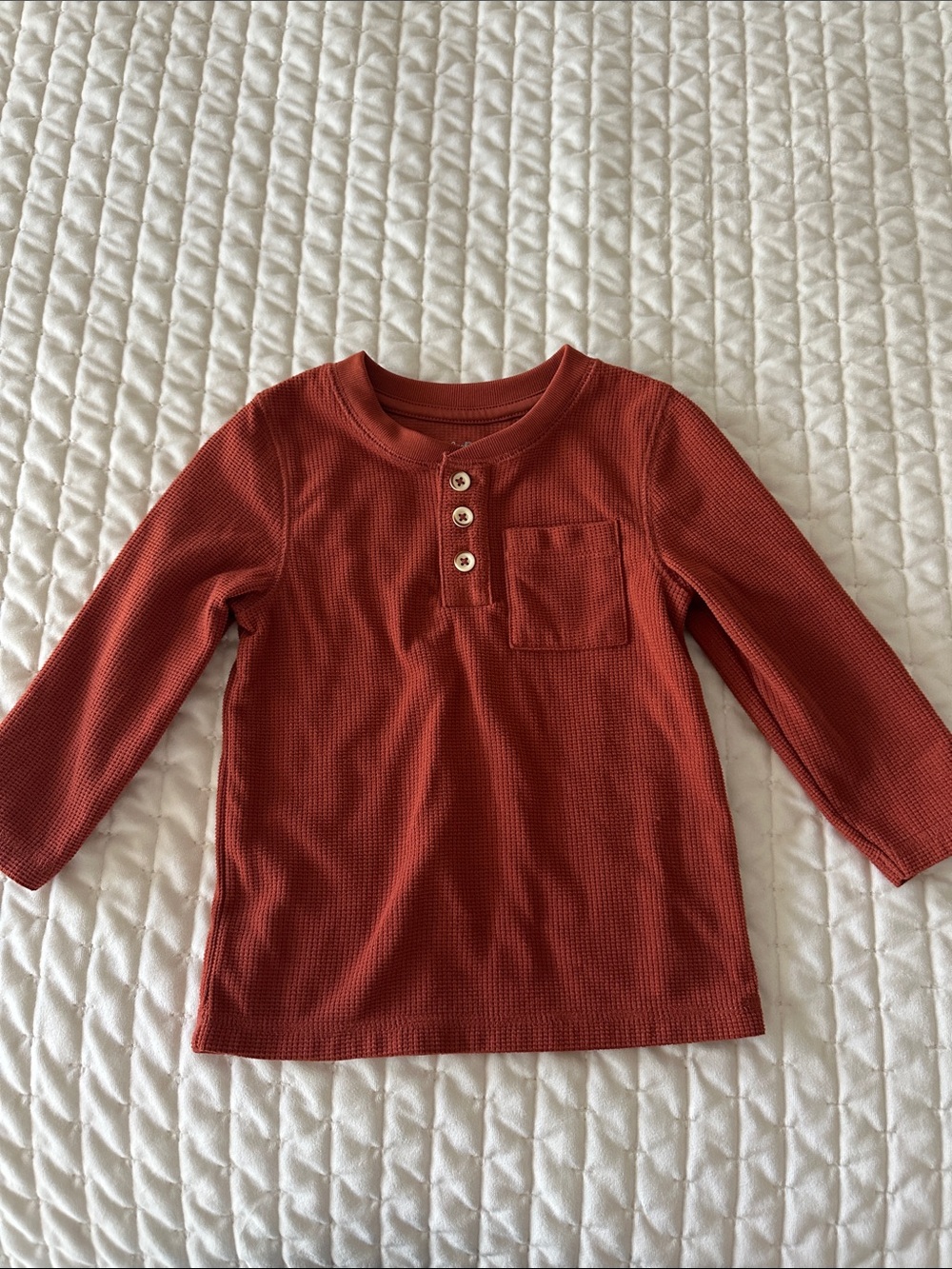 Cat & Jack Long Sleeve Henley Top in Rust